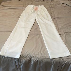 Long white petite trousers in size 0